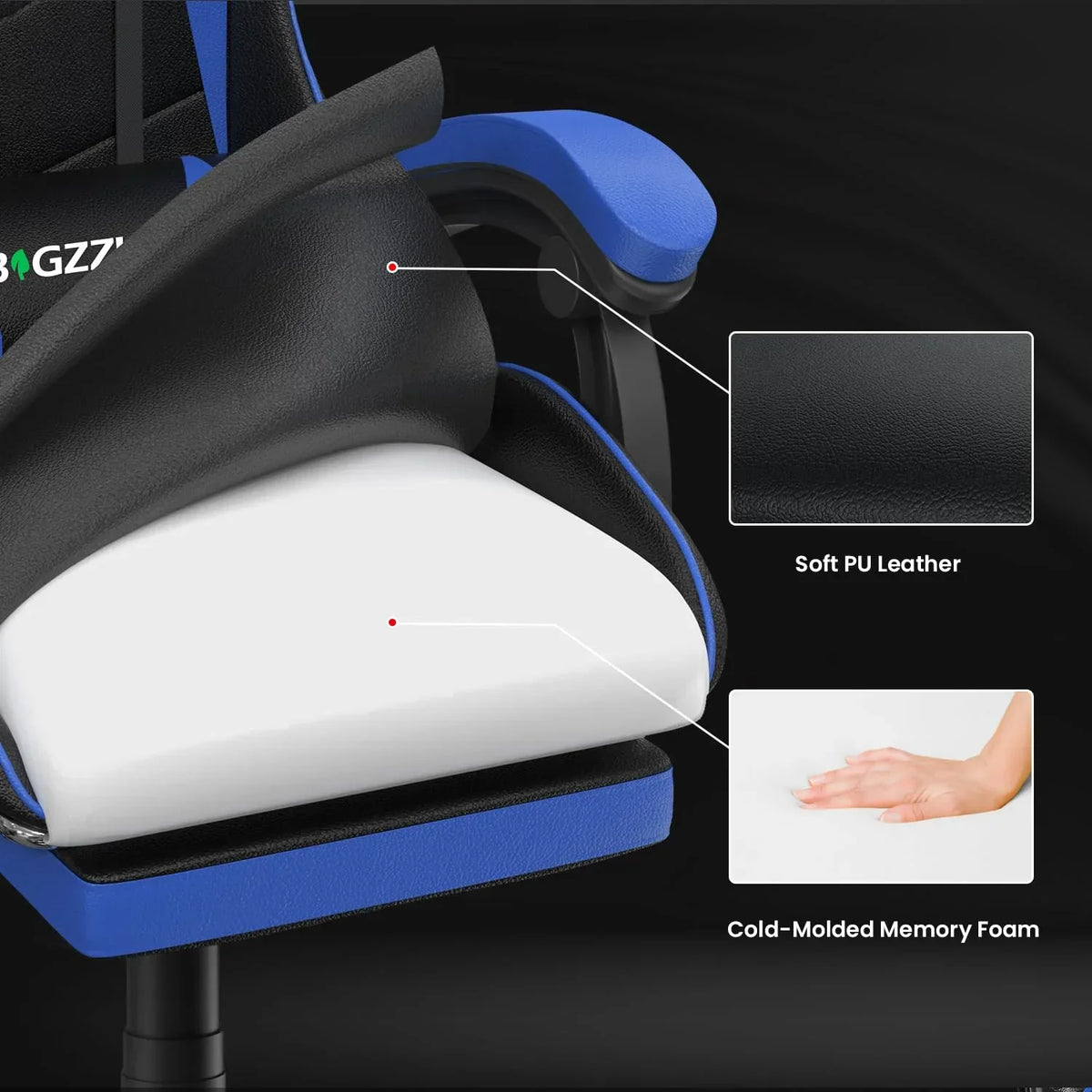 2026 NewBigzzia Gaming Chair Office Chair, Ergonomic Game Chair with Height Adjustable Headrest and Lumbar Support for Adults Teens, Black & White