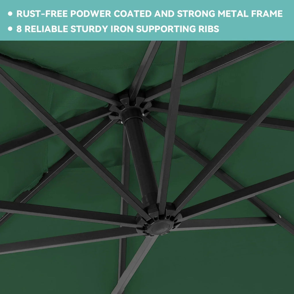 2026 NewJUSTLET 10ft Heavy Duty Patio Hanging Offset Cantilever Patio Umbrella W/ 4-Piece Base Included Included, Beige