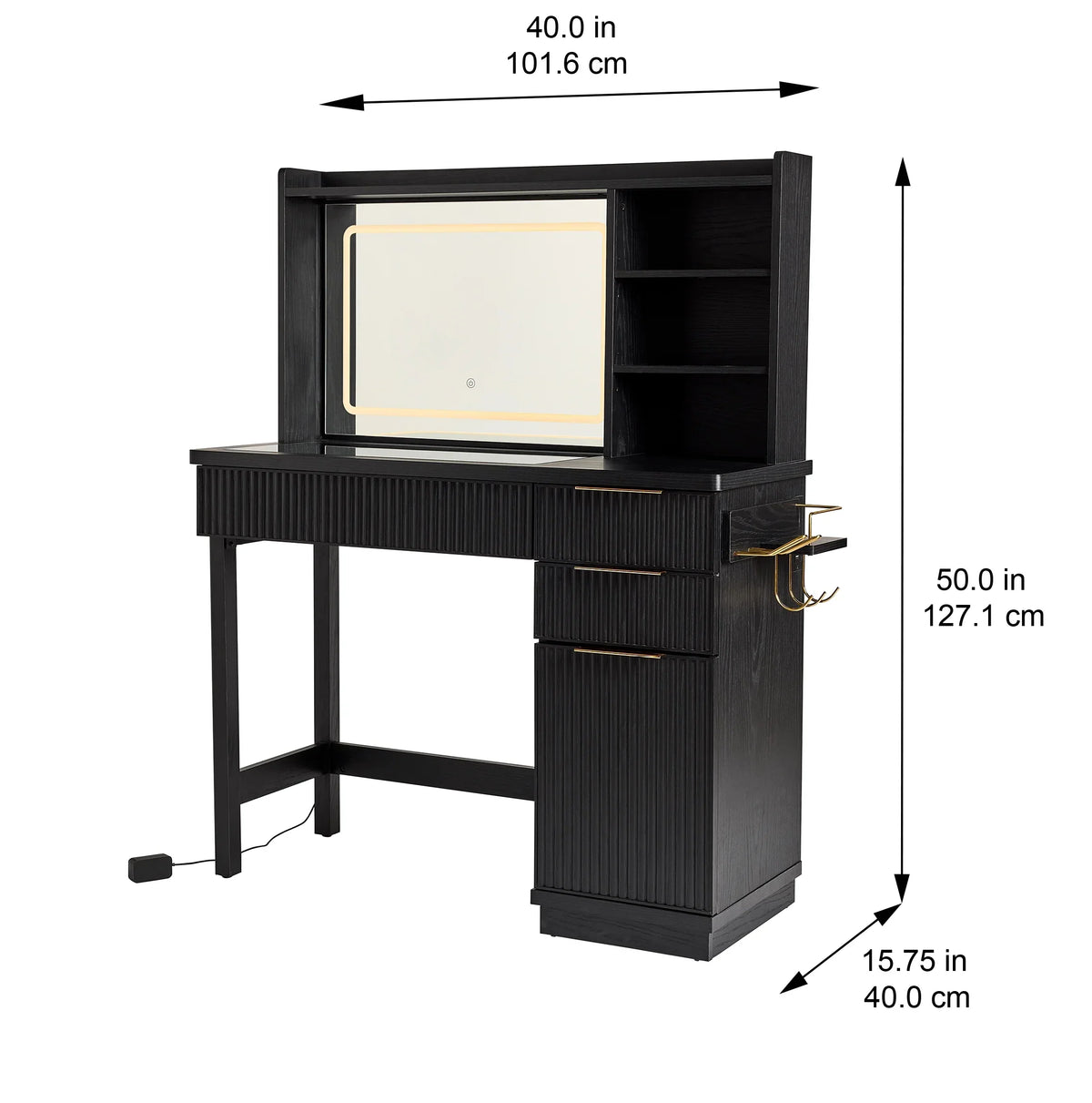 2026 NewBetter Homes & Gardens Lillian Vanity Desk with LED Lighted Mirror, White Finish