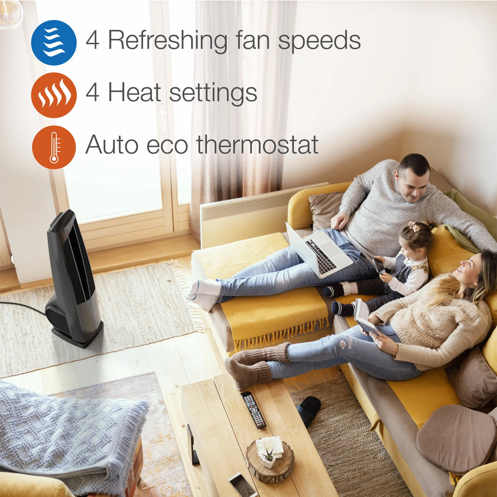2026 NewLasko 38" Duo Comfort High Velocity Fan and Electric Ceramic Space Heater, Remote, Black, FHV801