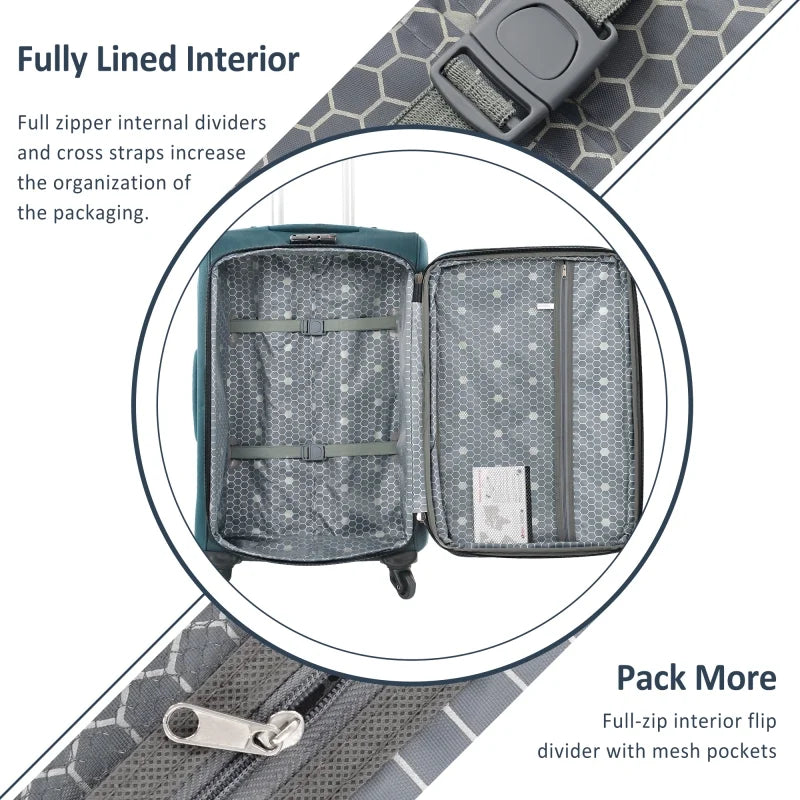 2026 NewSoftside Luggage Expandable 3 Piece Set Suitcase Upright Spinner Softshell Lightweight Luggage Travel Set