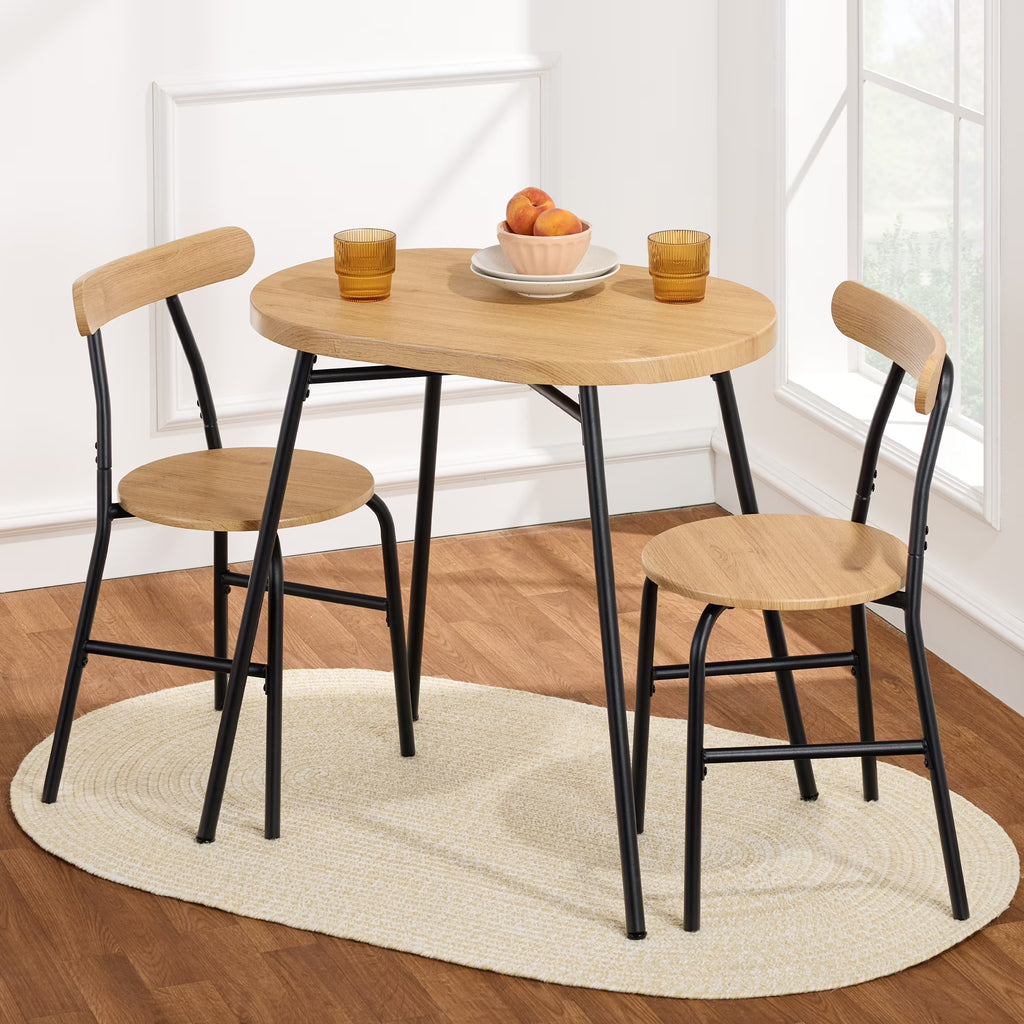 2026 NewBest Choice Products 3-Piece Modern Oval Dining Table Set, Small Kitchen Dinette w/ 2 Chairs - Black/Black