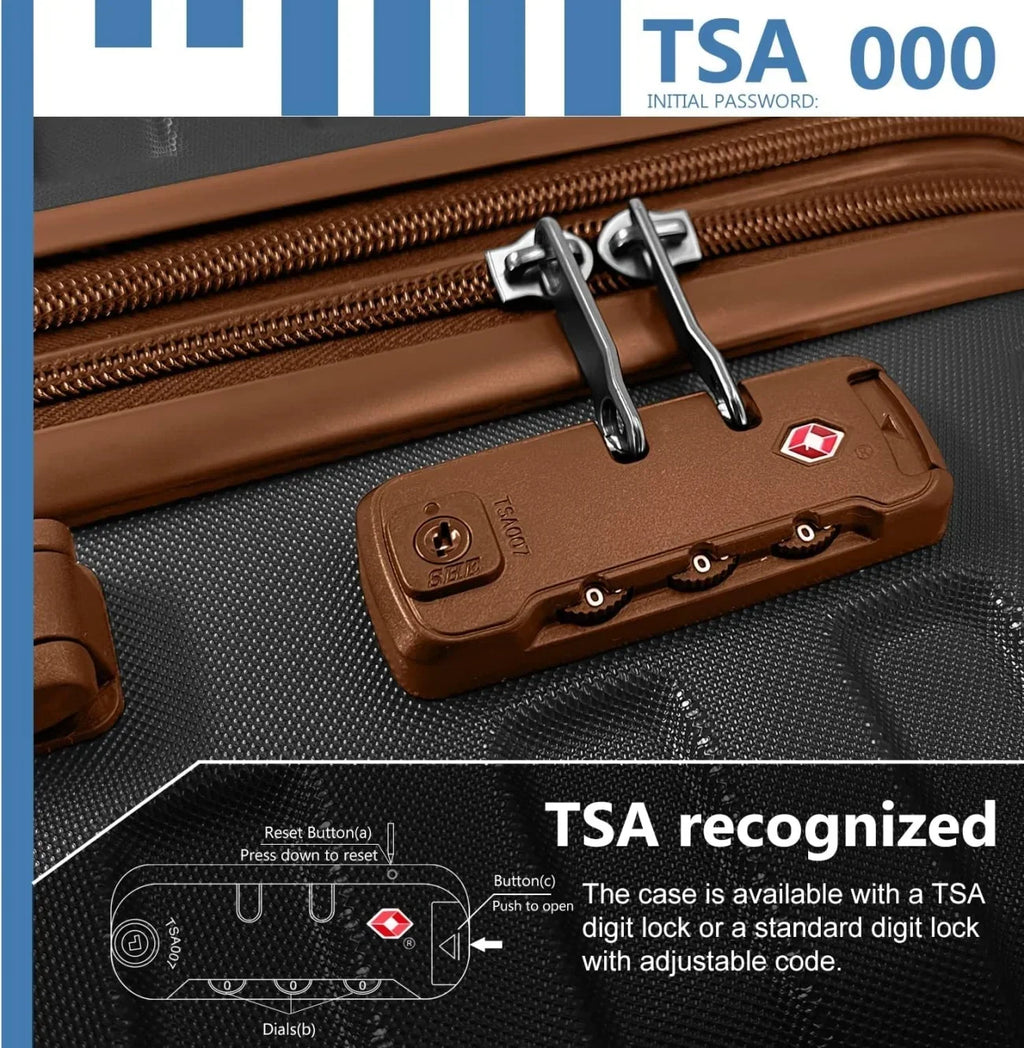 2026 New6-Piece Hardshell Luggage Set with Expandable Spinner Suitcases & TSA Lock, 25% Extra Capacity, Duffel Bag & Toiletry Kit, Cream ABS Suitcases