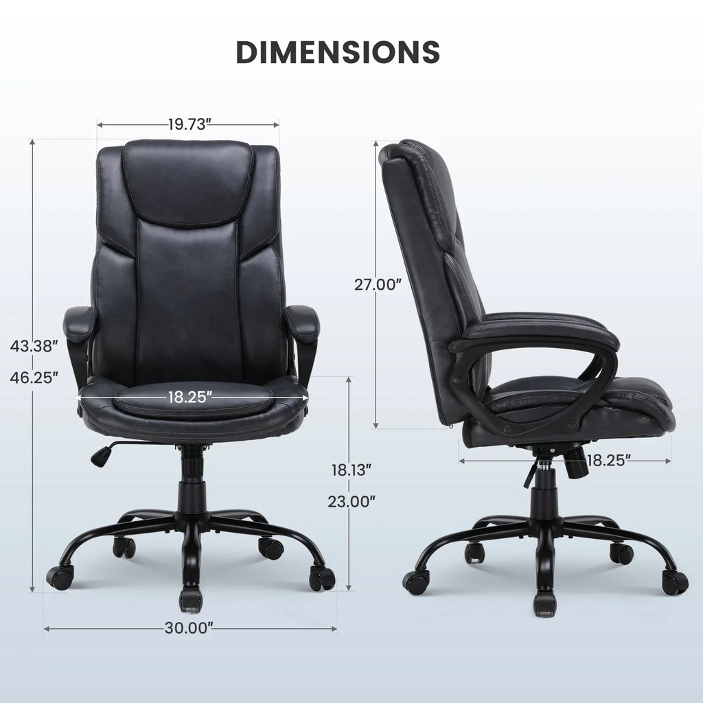 2026 NewMainstays Executive Ergonomic High Back Leather Home Office Desk Chair, Black
