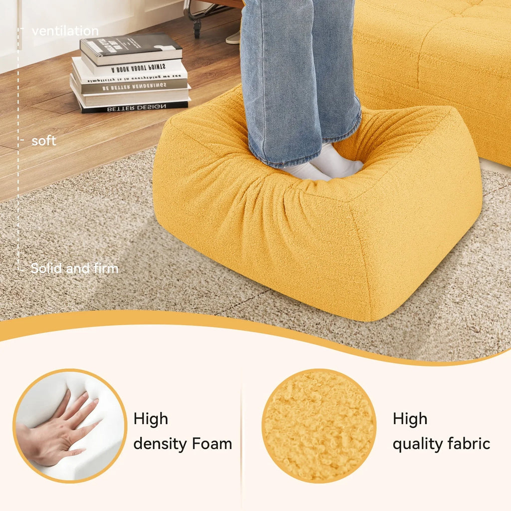 2026 NewVFD Bean Bag Chairs for Adults, Beanbag Chair with Ottoman Lounge Sofa Memory Foam Comfy Reading Chair for Bedroom & Living Room, Lazy Floor Sofa Couch
