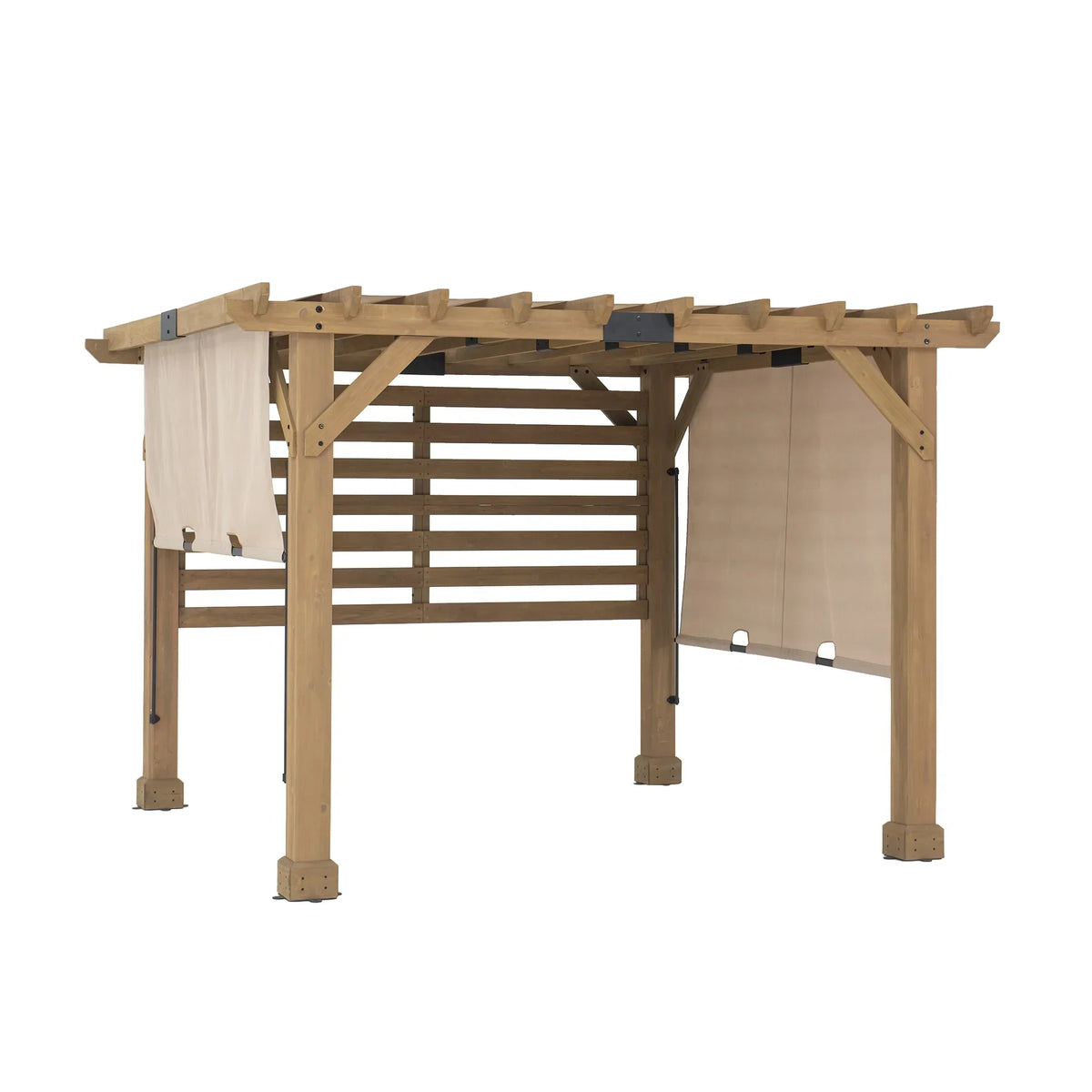 2026 NewSunjoy Cedar Pergola 10 x 11 ft. Wooden Hot Tub Pergola with Adjustable Canopy and Privacy Screen