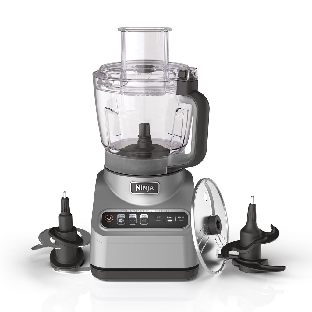 2026 NewNinja Professional 9 Cup Food Processor, 850 Watts, Auto-iQ 3 Presets, Chop, Dough, Slice, Shred, BN600 Silver