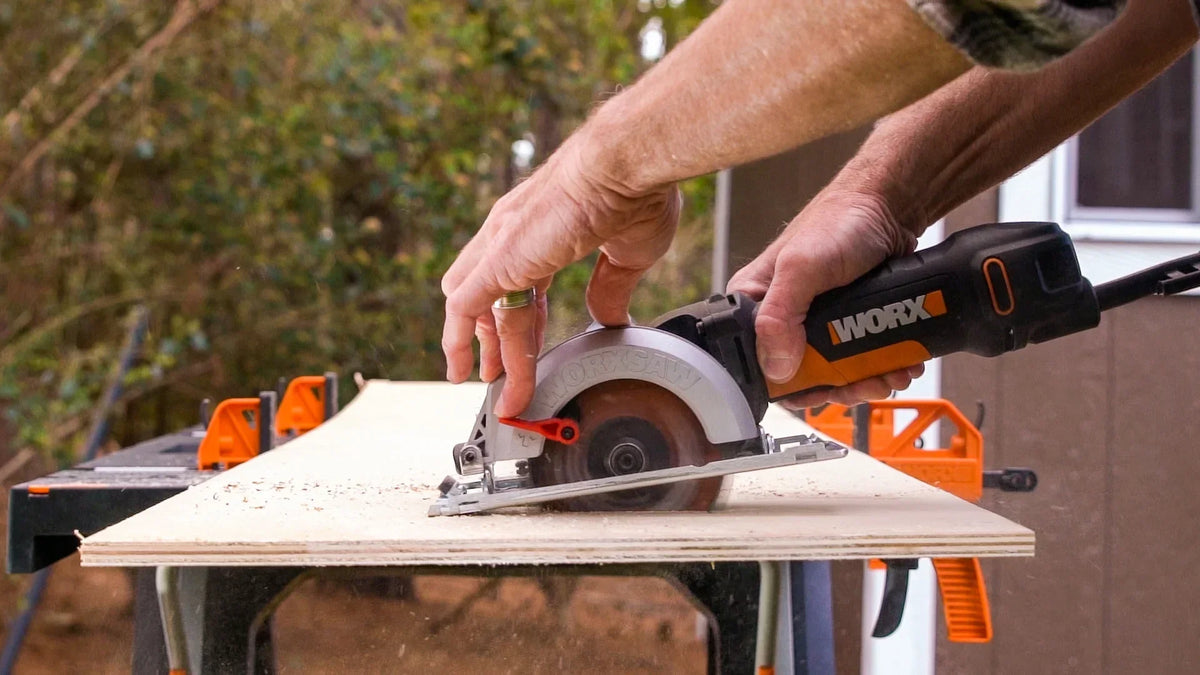 2026 NewWORX WX439L 4.5 Inch and 4.5 Amp One Hand Compact Circular Saw, Black and Orange