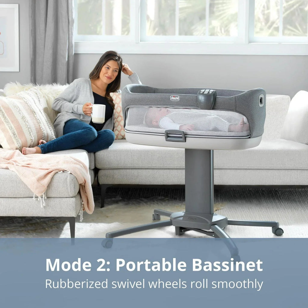 2026 NewChicco Close to You 3-in-1 Portable Bedside Bassinet and Changing Table - Heather Grey (Grey). New