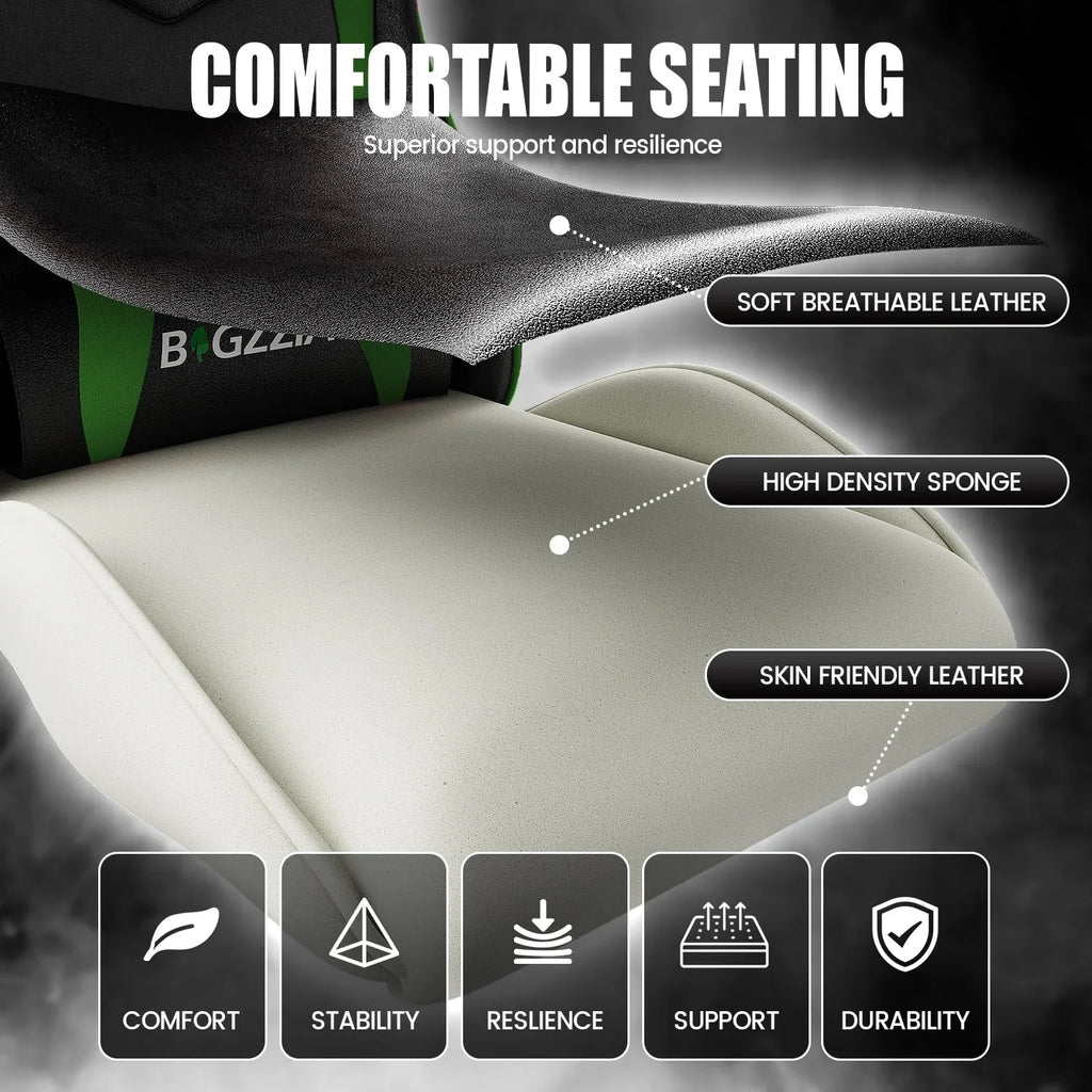 2026 NewBigzzia Gaming Chair Office Chair, Ergonomic Game Chair with Height Adjustable Headrest and Lumbar Support for Adults Teens, Black & White
