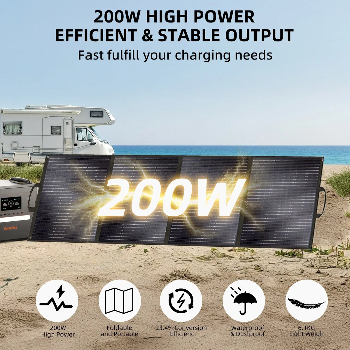 2026 NewSolarplay 2400W(4800W Peak) Solar Generator, with 400W Solar Panel,2160Wh Portable LiFePO4 Battery Power Station for Camping Home Backup RV