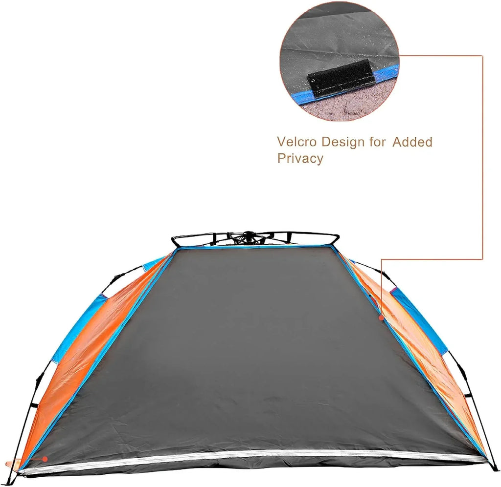 2026 NewX-Large 4 Person Beach Tent Sun Shelter - Portable Sun Shade Instant Tent for Beach with Carrying Bag, Stakes, 6 Sand Pockets, Anti UV for Fishing Hiking Camping, Waterproof Windproof, Orange