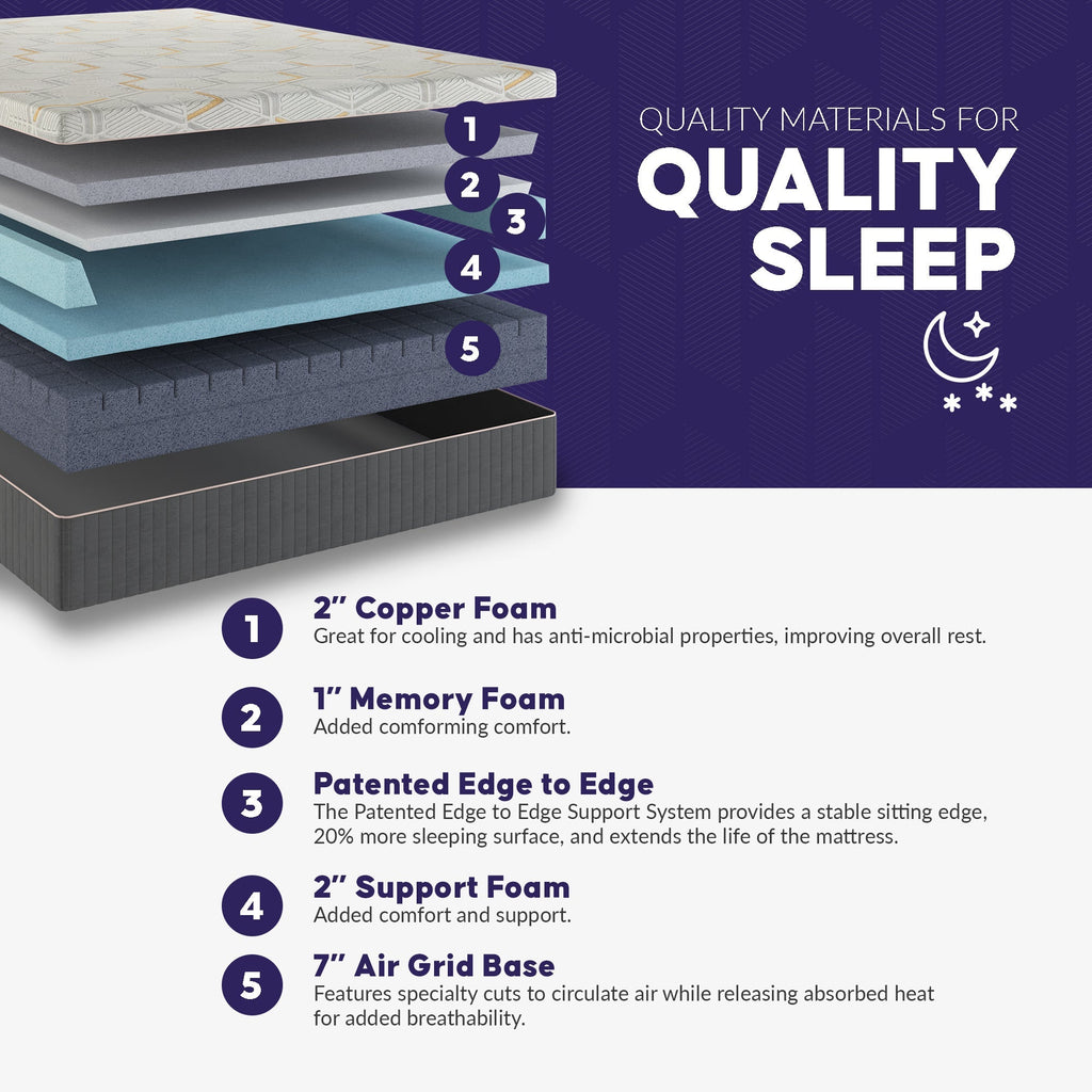 12 Inch Copper Gel Infused Memory Foam Mattress Premium Cooling Support