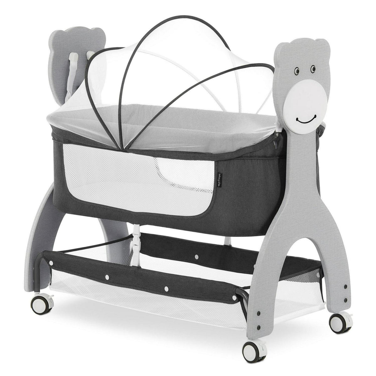 2026 NewDream on Me Cub Portable Bassinet in Dark Grey. Multi-Use Baby Bassinet with Locking Wheels