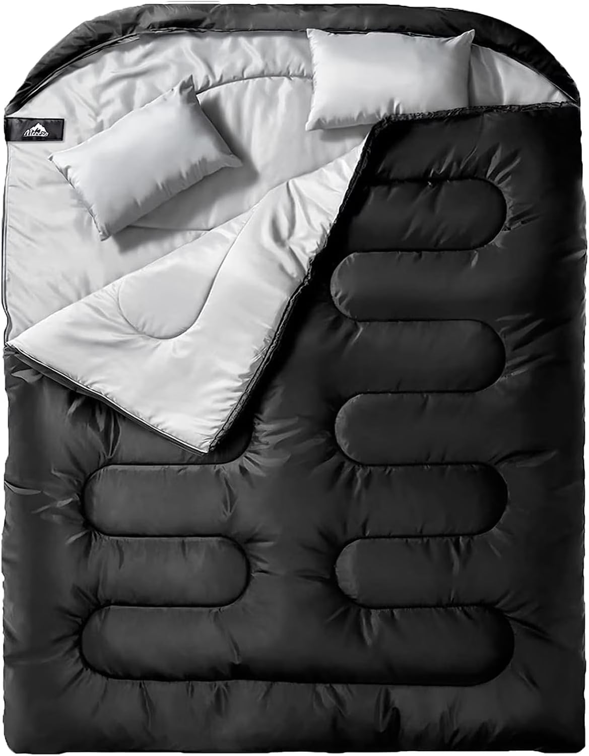 2026 NewDouble Sleeping Bag for Adults Mens with Pillow, XL Queen Size Two Person Sleeping Bag for All Season Camping Hiking Backpacking 2 Person Sleeping Bags for Cold Weather & Warm
