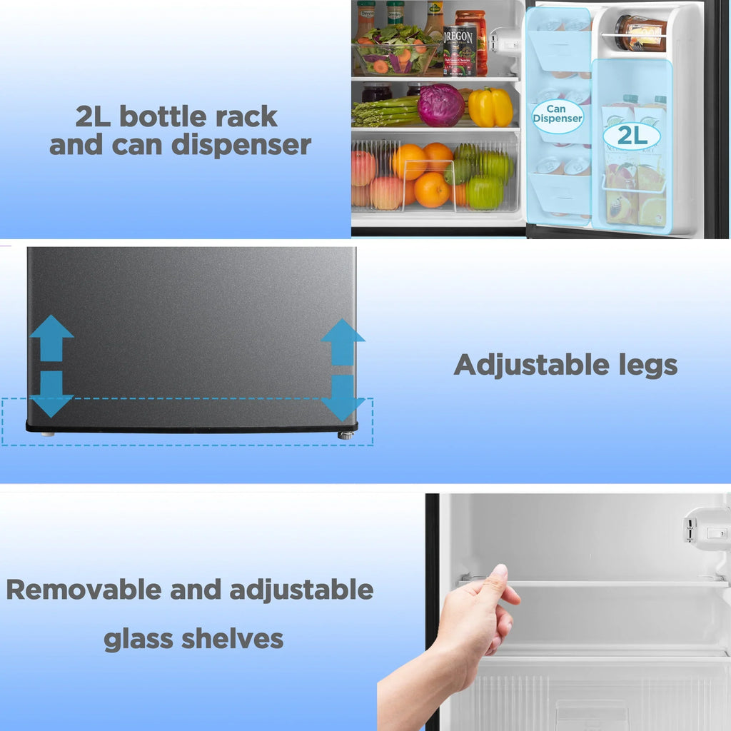 2026 NewArctic King 3.2 Cu ft Two Door Mini Fridge with Freezer, Stainless Steel, E-Star, ARM32D5ASL