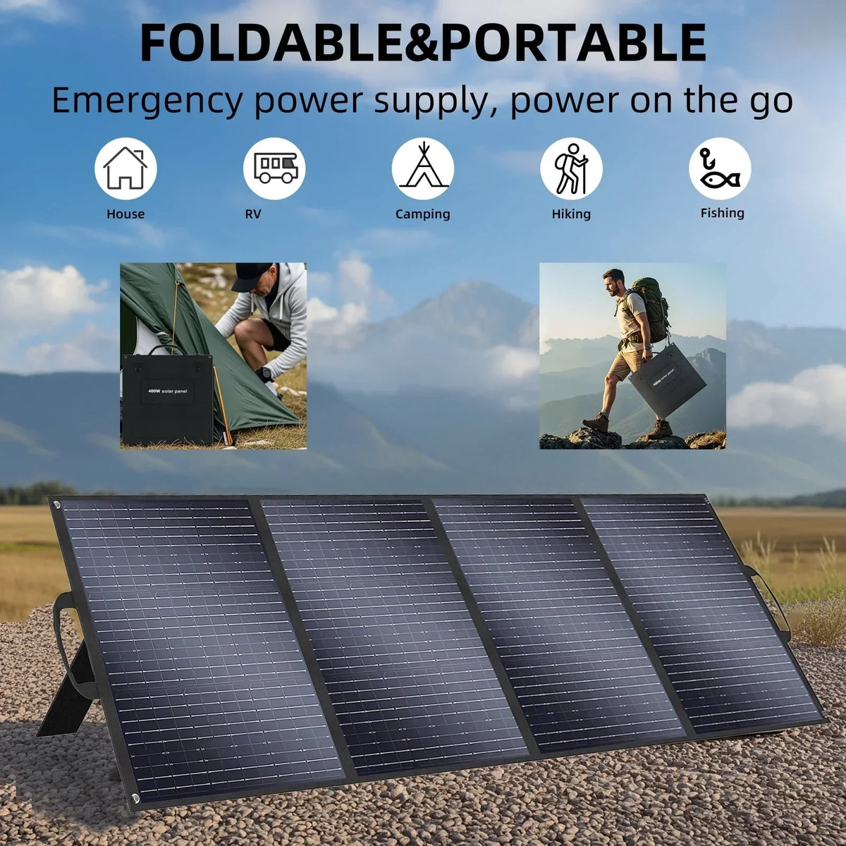 2026 NewSolarplay 2400W(4800W Peak) Solar Generator, with 400W Solar Panel,2160Wh Portable LiFePO4 Battery Power Station for Camping Home Backup RV