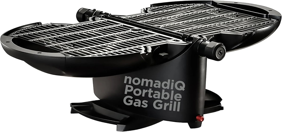 2026 NOMADIQ Parrilla portátil de gas propano | Pequeña, pequeña y ligera barbacoa de mesa | Perfecta para camping, portón trasero, cocina al aire libre, RV, barcos, viajes (parrilla)