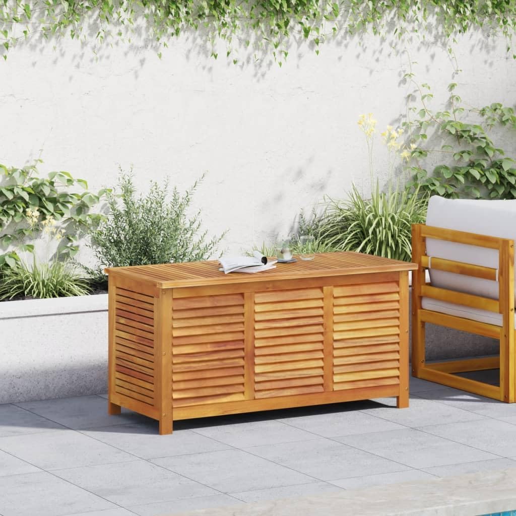 2026 Baul Almacenaje de Madera de Acacia, Baul Almacenamiento, Banco Almacenaje, Caja de Almacenamiento de Jardín, para Interior y Exterior, 113 x 50 x 56 cm