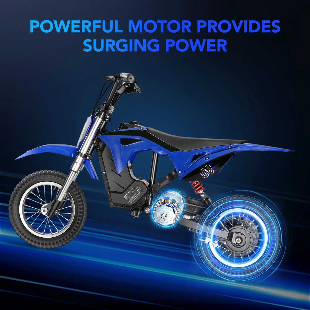 2026 New36V Kids Electric Dirt Bike,Fast Speed Electric Motorcycle Up to 16 MPH & 10 Miles Long-Range, 3-Speed Modes, Twist Grip Throttle, Dual Suspension & Brakes for Kids Ages 5-10 Ride on Toys