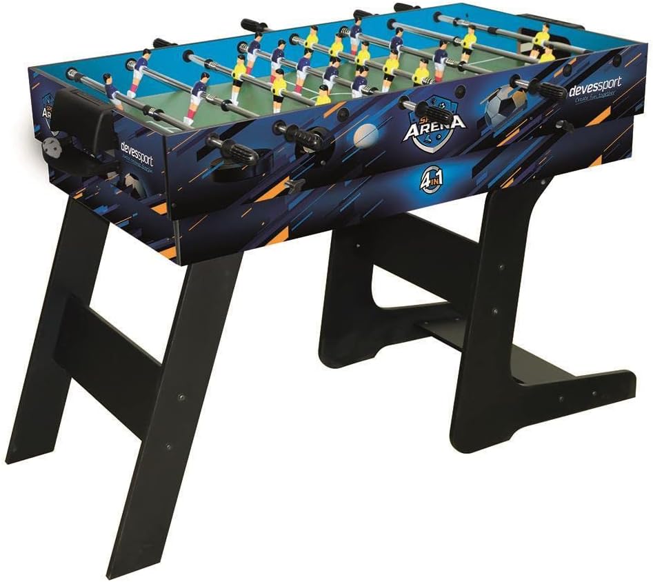 2026 DEVESSPORT Multijuego plegable 4 en 1 Sport Arena | Futbolín, billar, hockey de aire y tenis de mesa | Accesorios incluidos