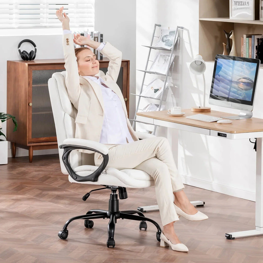 2026 NewMainstays Executive Ergonomic High Back Leather Home Office Desk Chair, Black