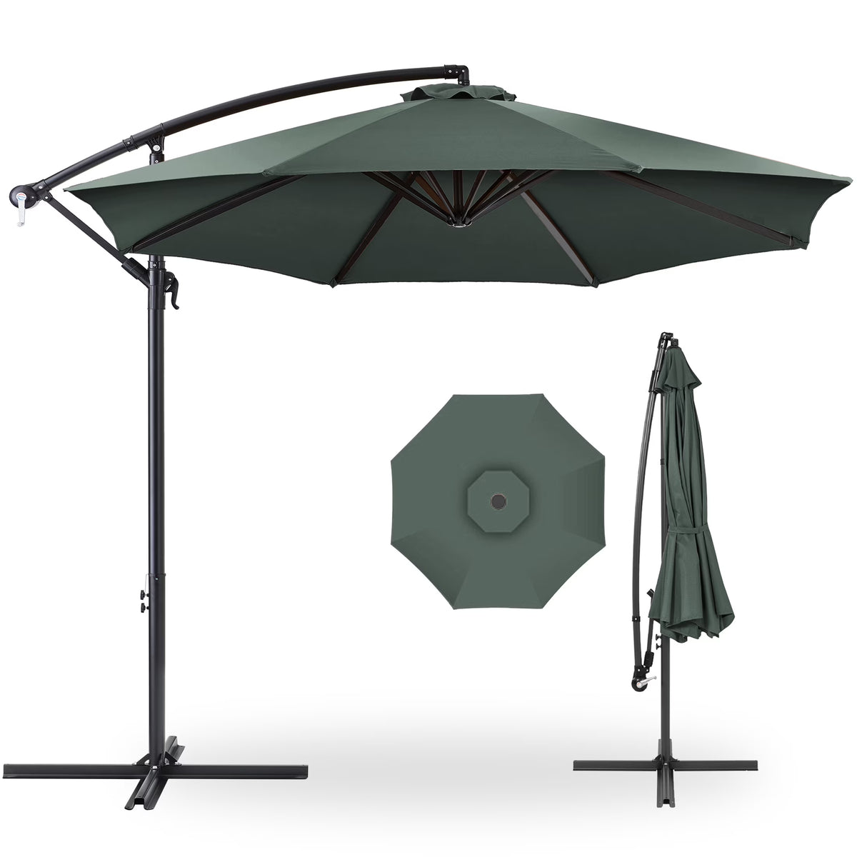 2026 NewBest Choice Products 10ft Offset Hanging Outdoor Market Patio Umbrella w/ Easy Tilt Adjustment - Tan