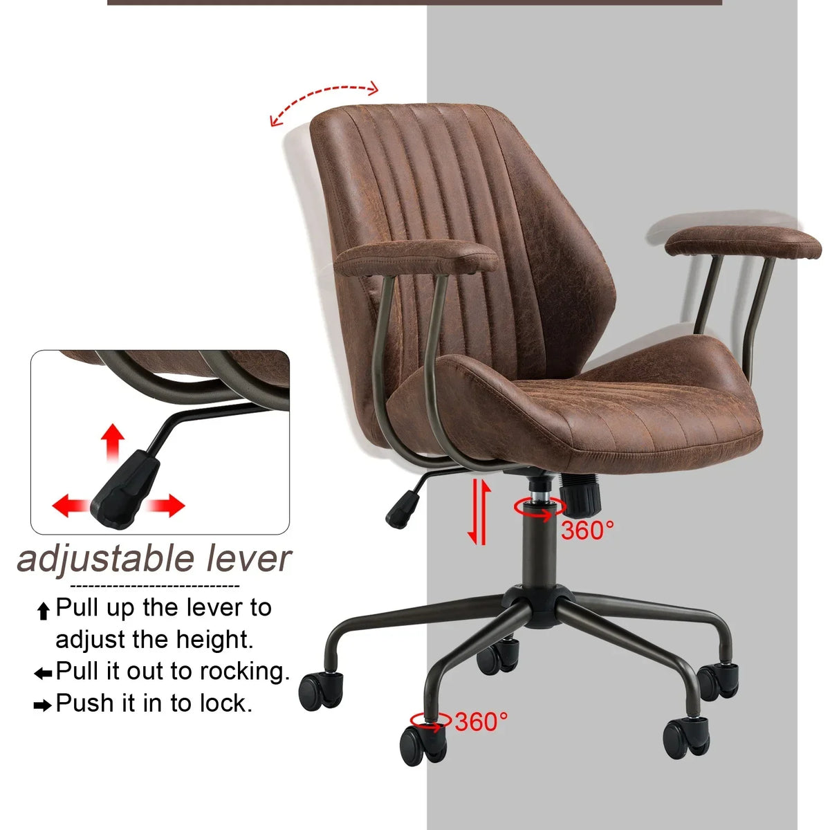 2026 NewOvios Ergonomic Office Chair Modern Computer Desk Suede Fabric Desk Chair with Lumbar Support for Home Office