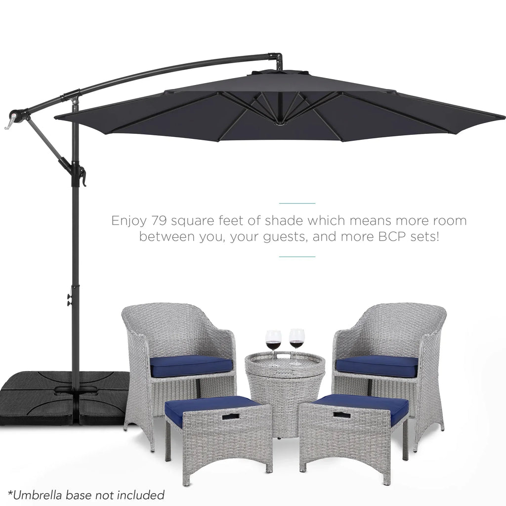 2026 NewBest Choice Products 10ft Offset Hanging Outdoor Market Patio Umbrella w/ Easy Tilt Adjustment - Tan