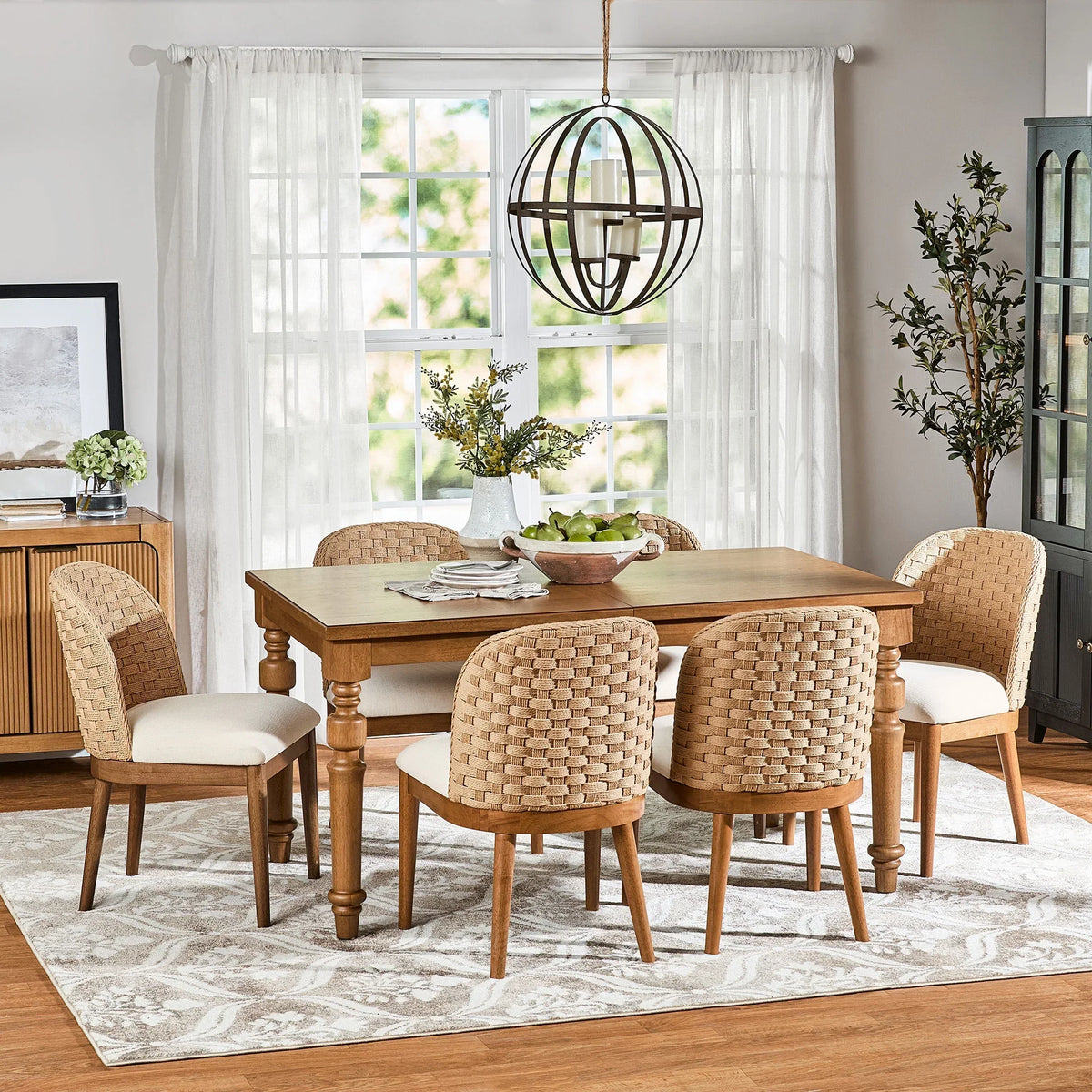 2026 NewMy Texas House Saylor Farmhouse Dining Chair Set, Natural Wood, Set of 2