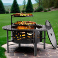 2026 NewTrumanPick Fire Pit for Outside 42" Wood Burning Fire Pit Tables with 2 Adjustable Swivel BBQ Grills, Lid, Poker for Patio Backyard BBQ Ice Storage
