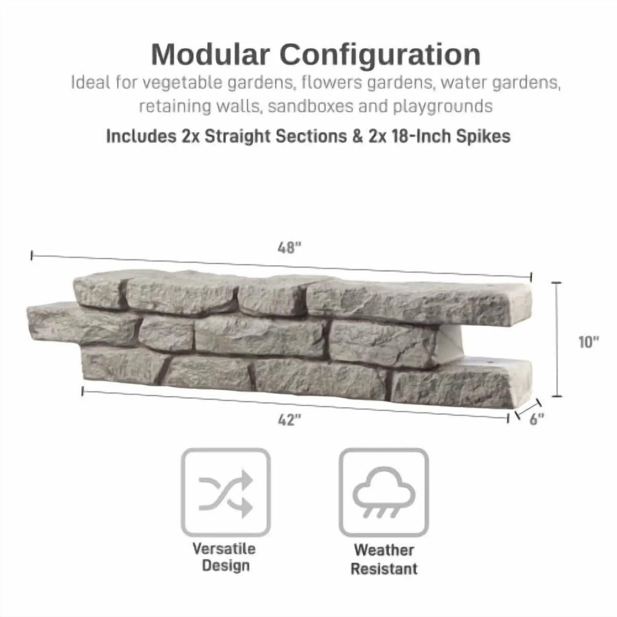 2026 NewRTS Home Accents Rock Lock Raised Garden Bed Straight Rock (Pack of 2)