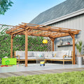 2026 New12 x 10 FT Outdoor Pergola, Wooden Pergola Gazebo with Climbing Plant Support and Waterproof, for Patio Porch Garden Backyard, Brown