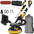 2026 NewPOVANLI 780W Electric Drywall Sander with Vacuum Dust Collection, 6.5A Motor Dustless Floor Sander with Variable Speed 900-1800RPM, LED Light, Extendable & Foldable Handle Yellow+Black
