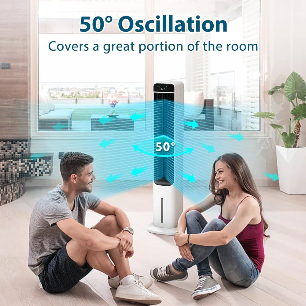 2026 New3-in-1 Evaporative Air Cooler LifePlus Portable Tower Cooling Fan Oscillating Swamp Cooler 41.5" White