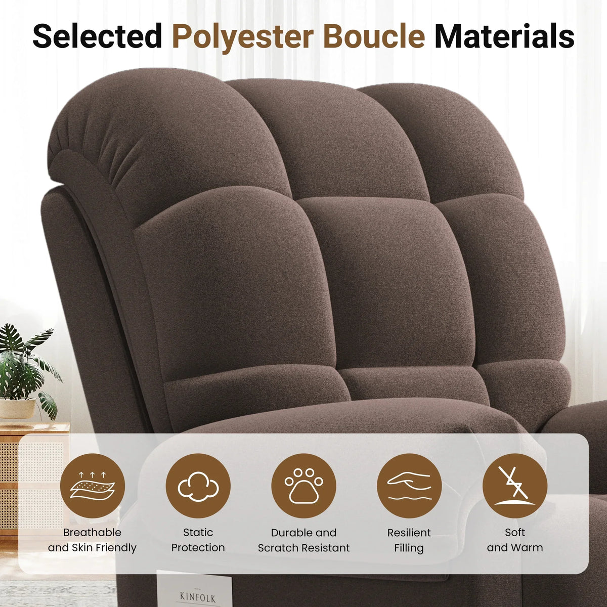 2026 NewPower Recliner Chair,Electric Recline Sofa Chair for Adults with USB Port,Comfy Teddy Fleece Adjustable Cloud Sofa,Tool-Free Setup,Beige White