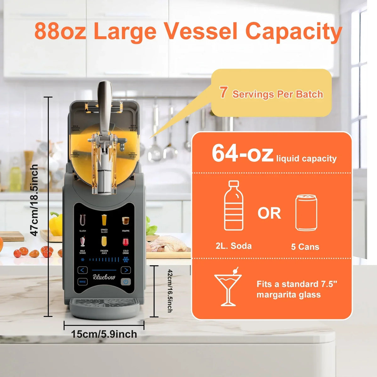 2026 NewBluebow Slushie Machine for Home, 88oz Vessel Slush Maker with 6 Presets, No Ice Needed, Frozen Drink Maker for Smoothie, Frappe, Milkshakes and More