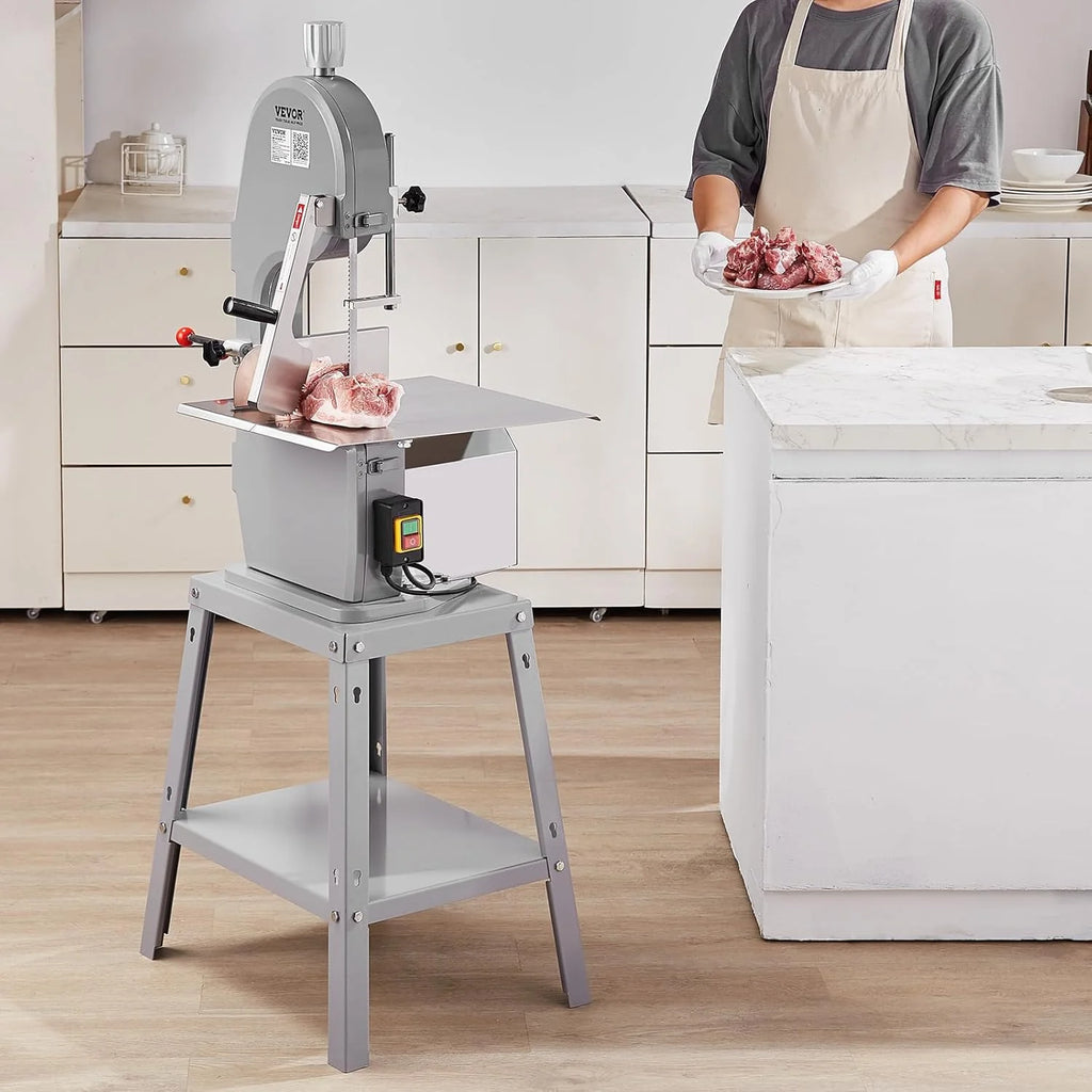 2026 VEVOR Sierra Eléctrica Comercial para Huesos de Carnicero Sierra de Cinta para Huesos 1500 W 300 kg/h Sierra Eléctrica para Carne Congelada y Huesos Espesor 4-200 mm para Restaurante 54x49,5x142 cm