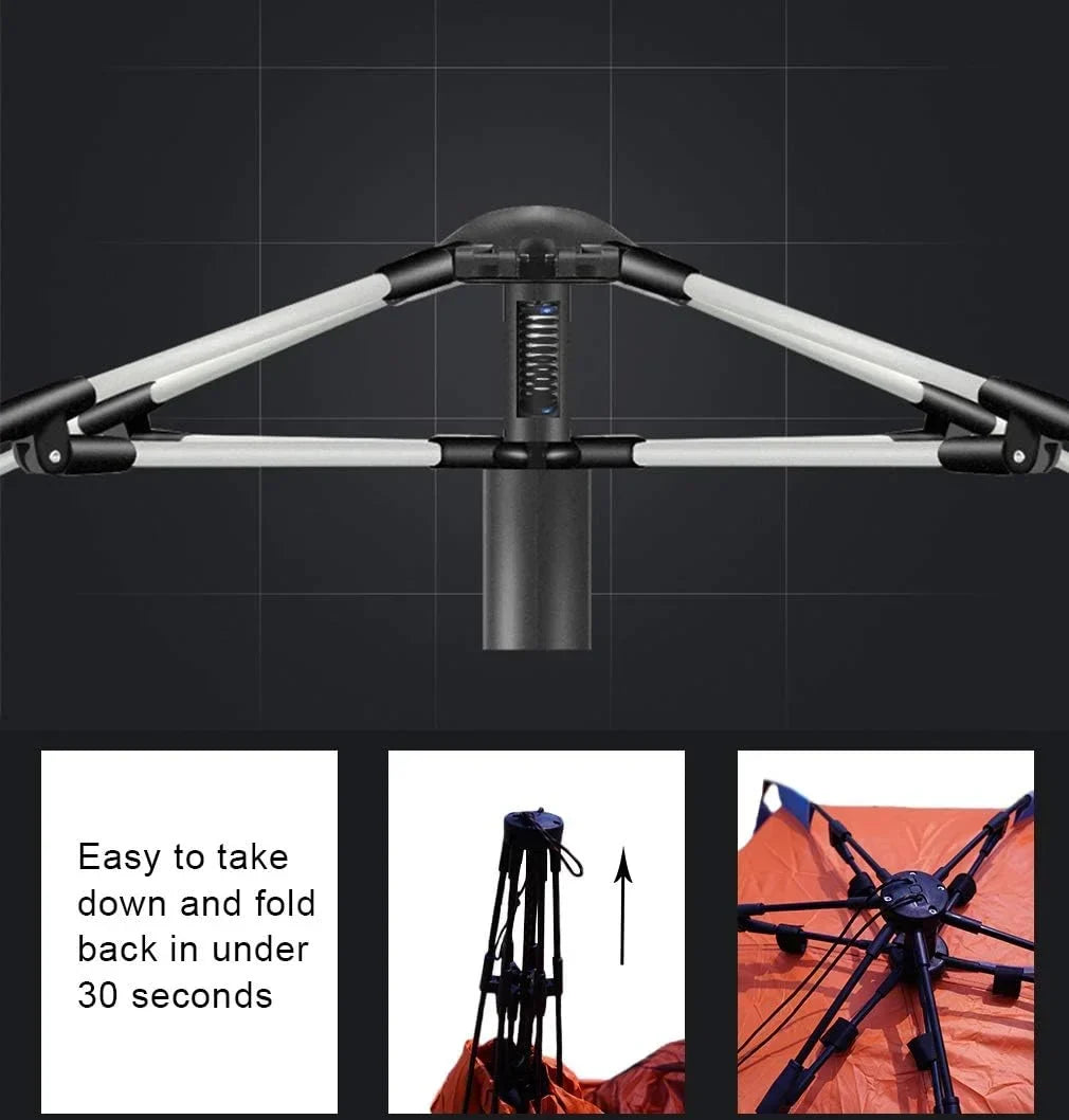 2026 NewX-Large 4 Person Beach Tent Sun Shelter - Portable Sun Shade Instant Tent for Beach with Carrying Bag, Stakes, 6 Sand Pockets, Anti UV for Fishing Hiking Camping, Waterproof Windproof, Orange