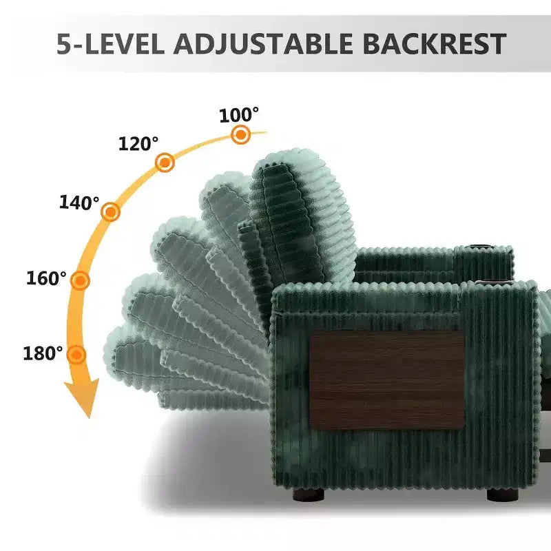 2026 Dyonery Sofá cama 4 en 1 de 65,5" con respaldos ajustables, carga USB/Type-C, portavasos y bolsillos, verde