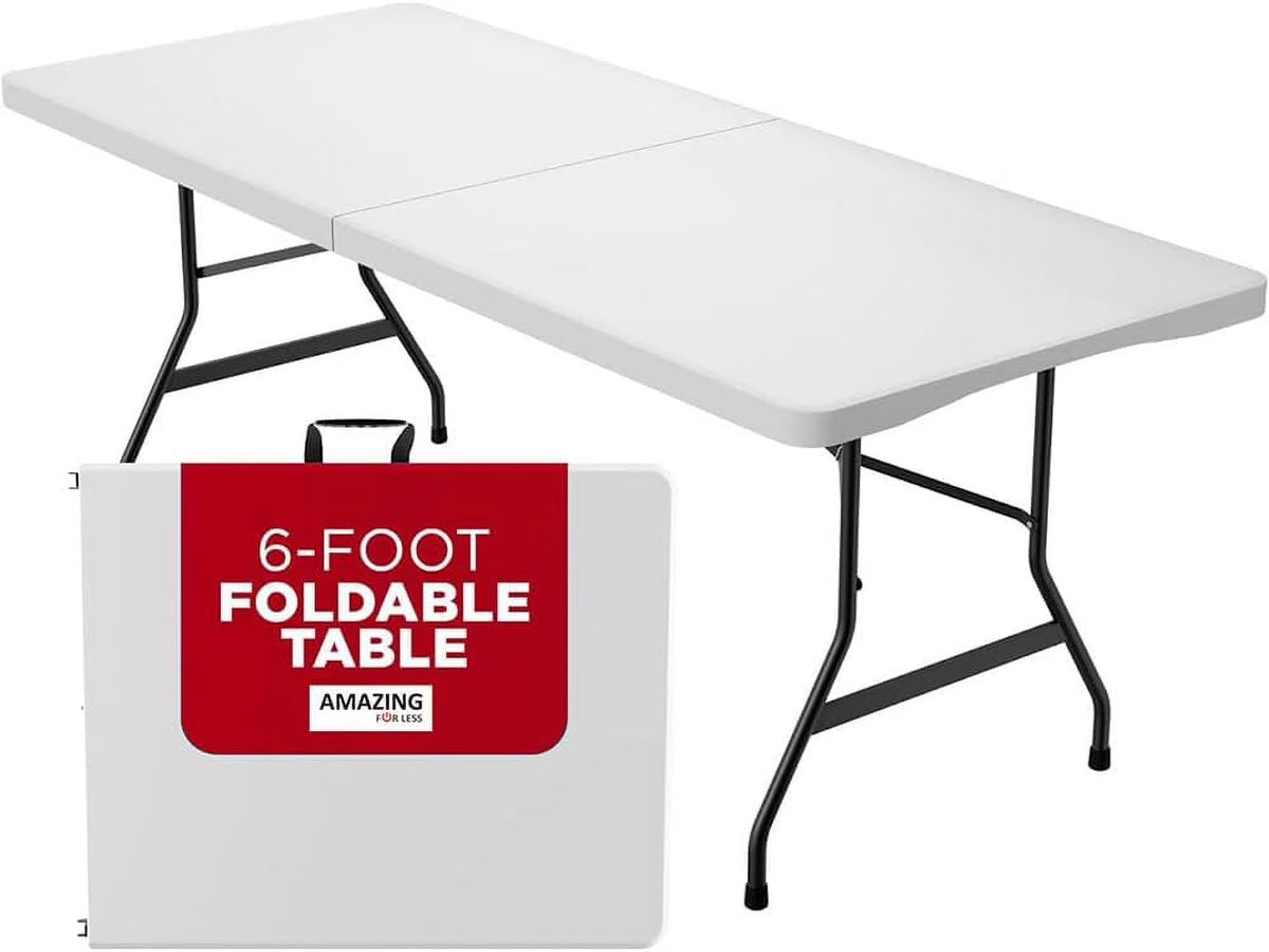 2026 NewAmazing for less 8ft Folding Table White Plastic Portable Long Foldable Tables Indoor Outdoor Party Picnic Camping Fold Table 8 Foot (4ft, 6ft, 8ft)