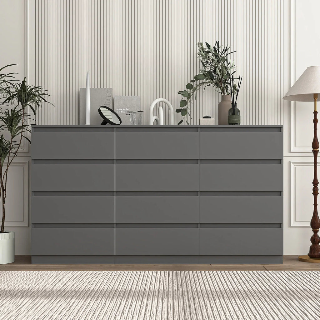 2026 NewResenkos Modern Mid Century 6 Drawer Wide Dressers Chests for Bedroom, Chest of Drawer Organizer Grey