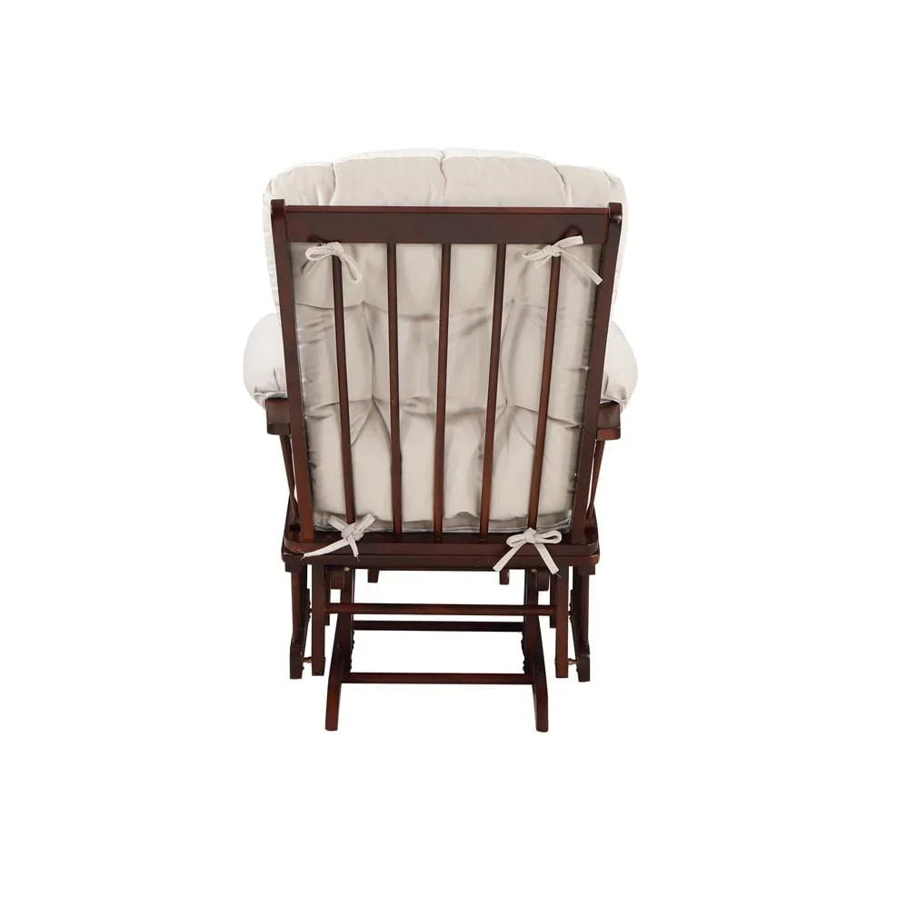 2026 NewAFG Alice Glider and Ottoman with Pillow. Espresso Finish with Beige Cushions