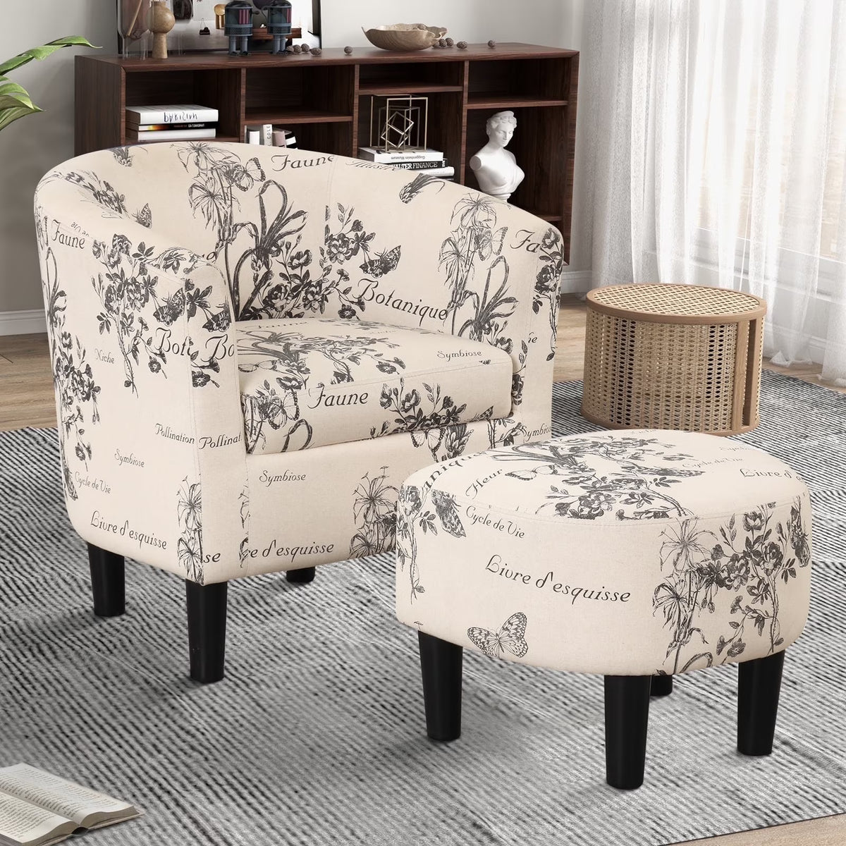 2026 NewBonzy Home Velvet Accent Chair with Ottoman for Living Room,Beige