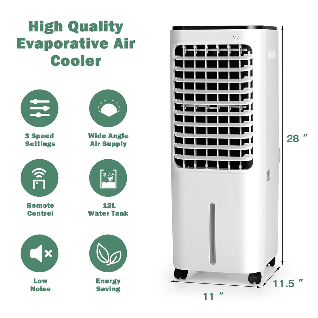 2026 NewCostway 4-in-1 Portable Evaporative Air Cooler 12L Water Tank 4 Ice Boxes