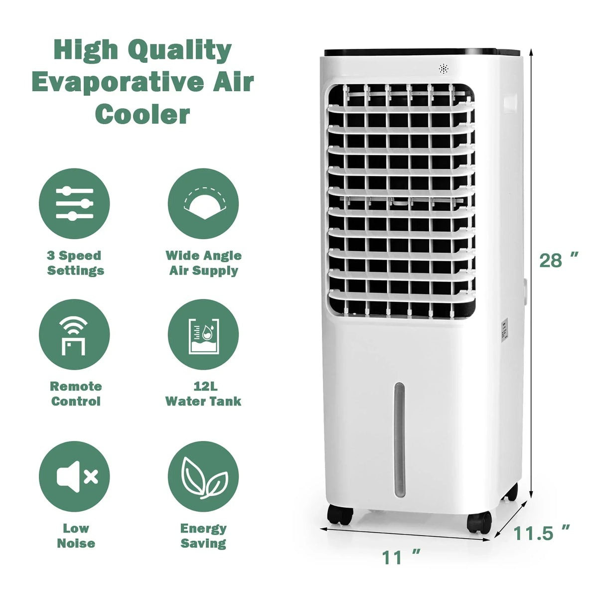 2026 NewCostway 4-in-1 Portable Evaporative Air Cooler 12L Water Tank 4 Ice Boxes