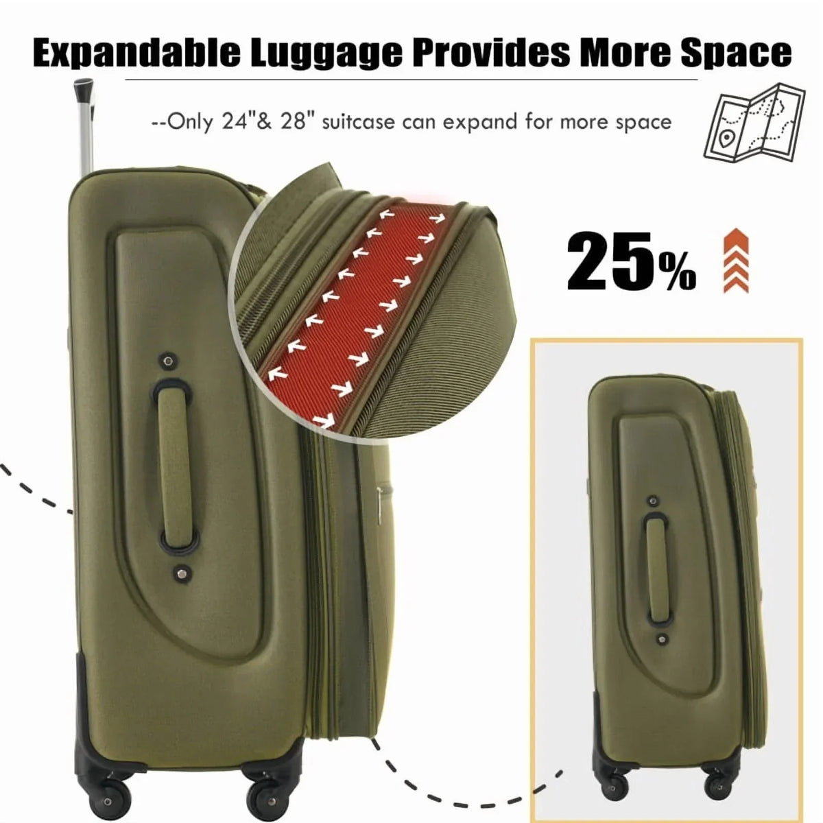 2026 NewSoftside Luggage Expandable 3 Piece Set Suitcase Upright Spinner Softshell Lightweight Luggage Travel Set
