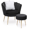 2026 NewMoNiBloom Set of 2 Velvet Tufted Accent Chair with Pillow and Stool, Upholstered Modern Single Sofa Side Chair with Padded Seat and Golden Metal Legs, Living Room Armchair, Black