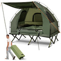 2026 NewPatiojoy Folding 2-Person Camping Tent Cot Portable Pop-Up Tent with Sleeping Bag&Air Mattress for Outdoor Activity