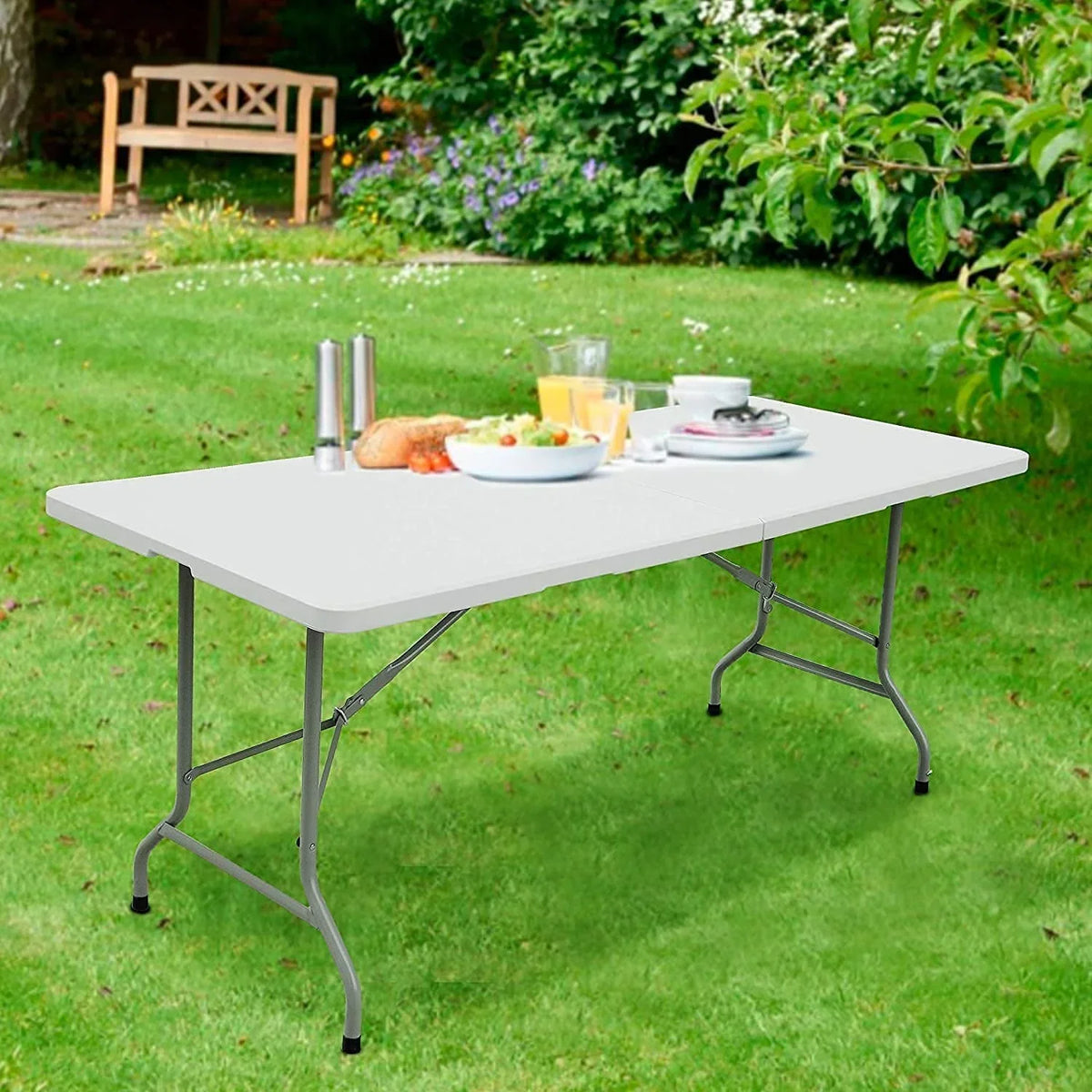 2026 NewAmazing for less 8ft Folding Table White Plastic Portable Long Foldable Tables Indoor Outdoor Party Picnic Camping Fold Table 8 Foot (4ft, 6ft, 8ft)